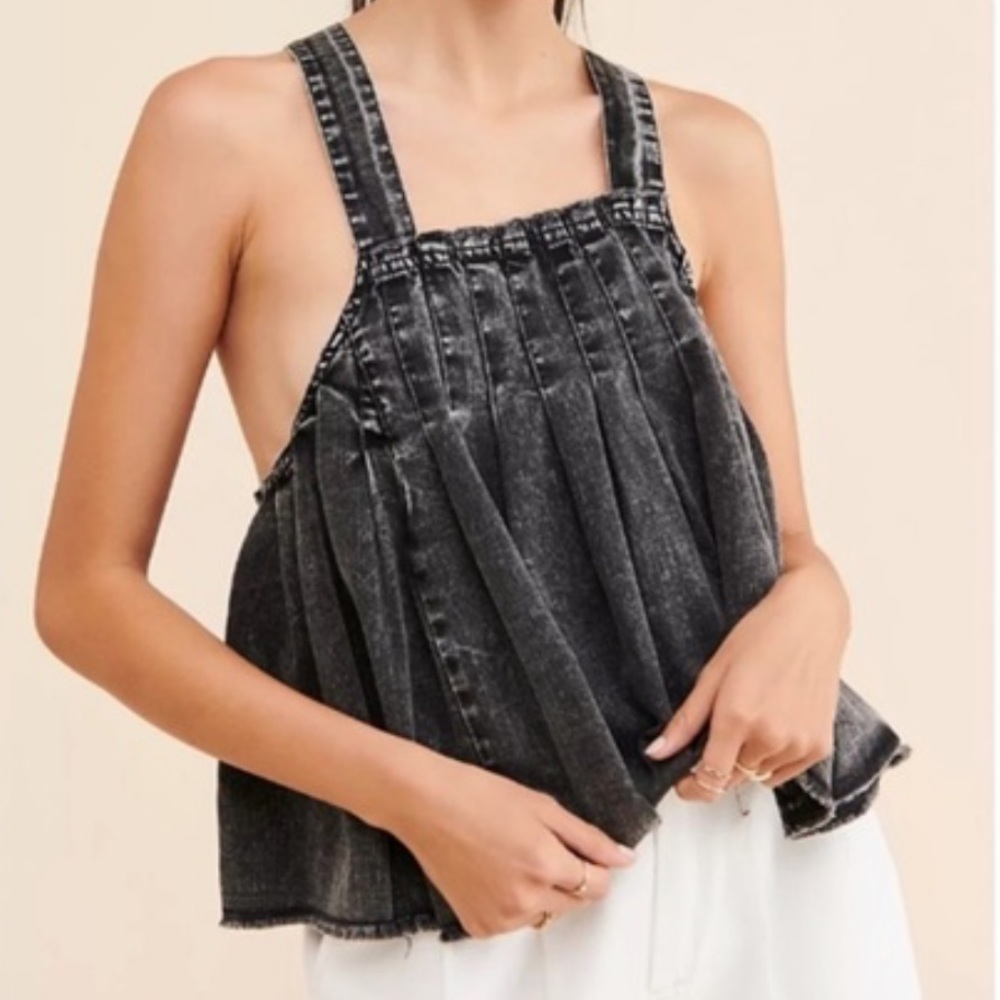 NWT Free People denim criss cross top